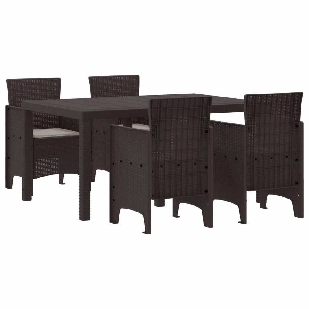 Set da Pranzo per Giardino 5 pcs Marrone Rattan Polt 3378698