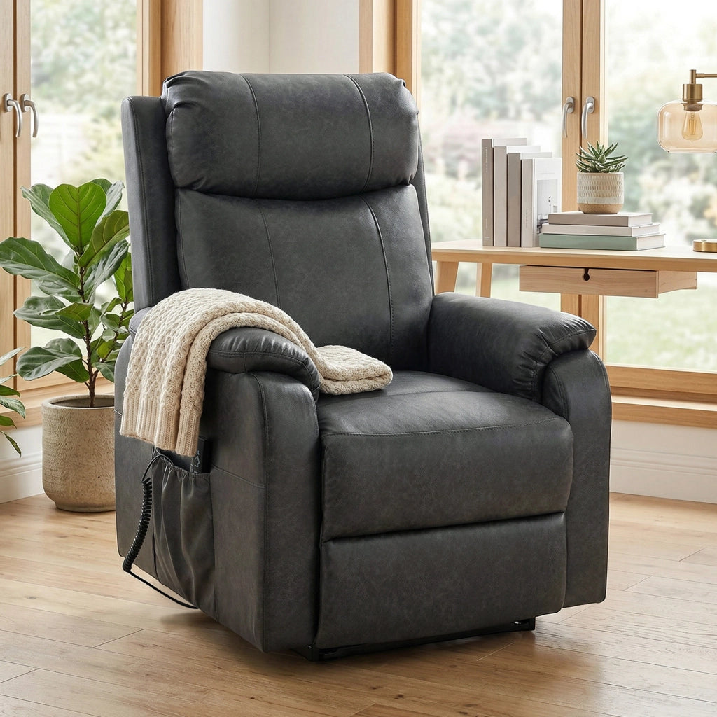 Poltrona Relax Alzapersona Elettrica ¨C Xylo ¨C Doppio Motore Reclinabile Similpelle Nera