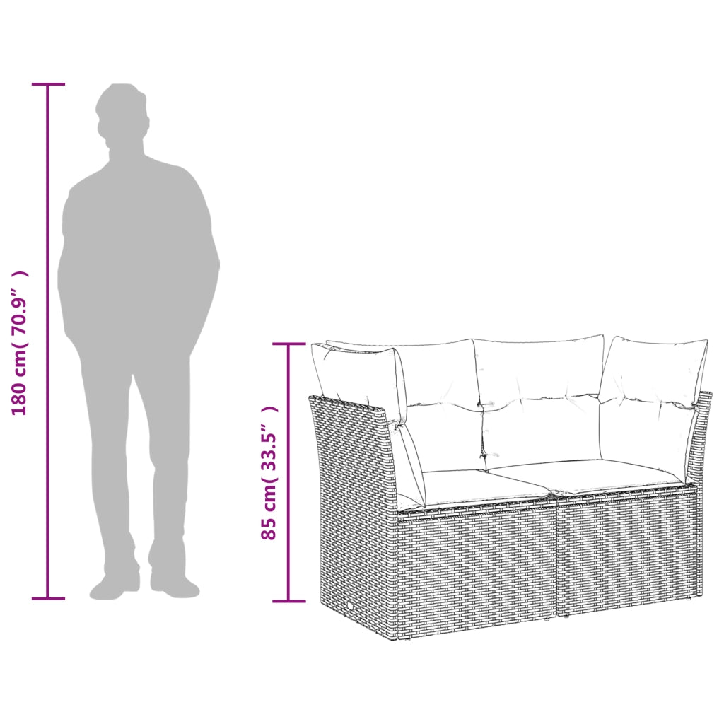 Divano da giardino con cuscini a 2 posti marrone in polyrattan 366226