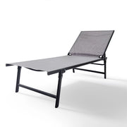 Lettino Prendisole Pieghevole Professionale in Acciaio e Textilene 182x63 cm – Schienale Regolabile 5 Posizioni, Struttura Robusta, Ideale per Giardino, Piscina e Relax Grigio