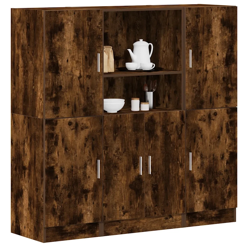 Set di Armadio pensile | Mobili da Cucina 3 pz Rovere Fumo in Truciolato