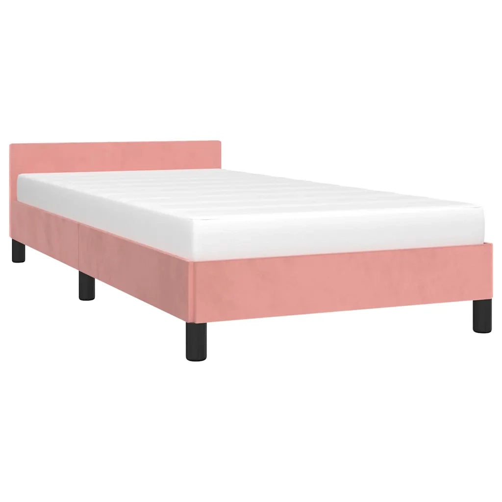 Letto singolo | Letto per adulti | Giroletto con Testiera senza Materasso Rosa 80x200 cm Velluto