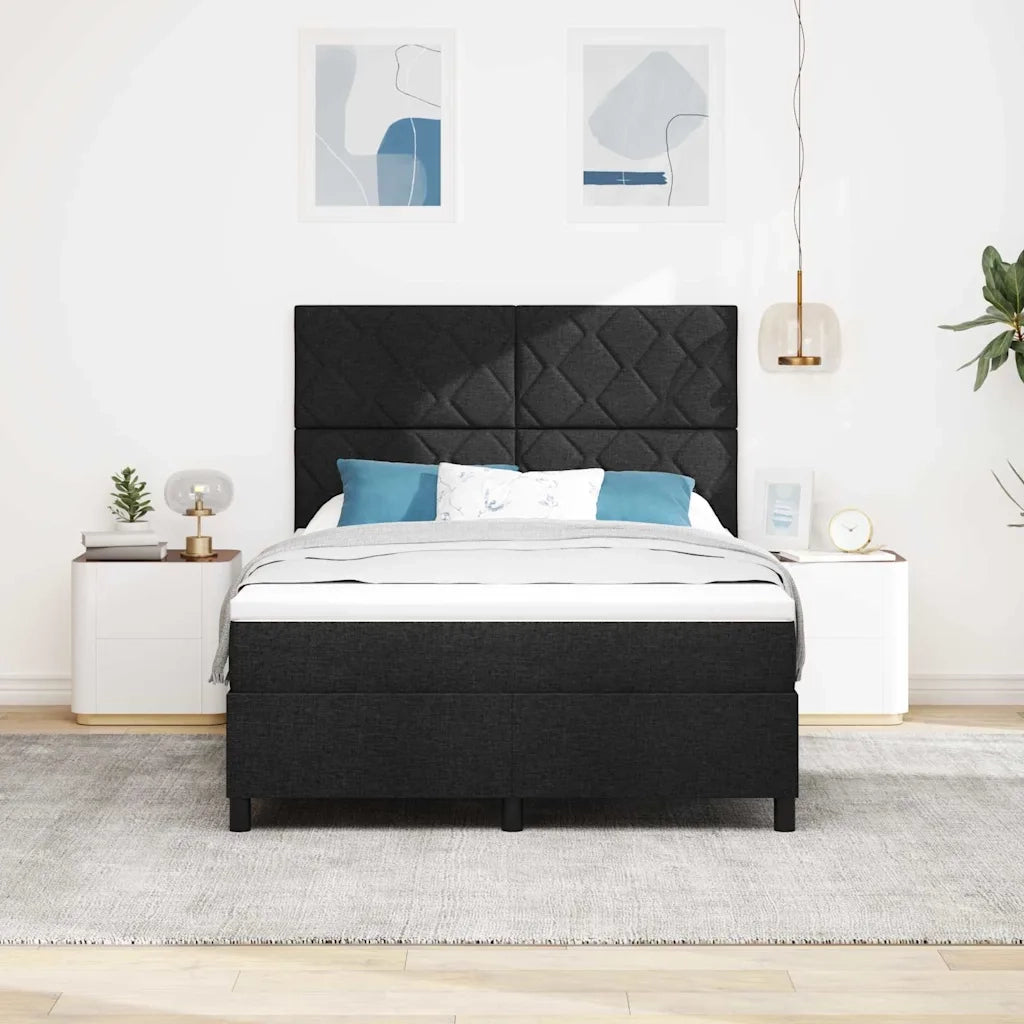 Letto a molle con materasso Nero 140 x 190 cm Tessuto 3339464