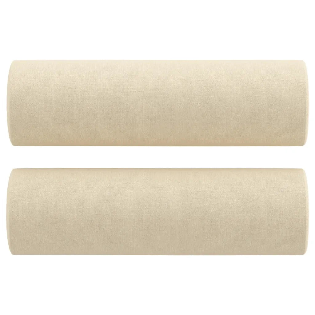 Set Divani 3 pz con Cuscini Crema in Tessuto