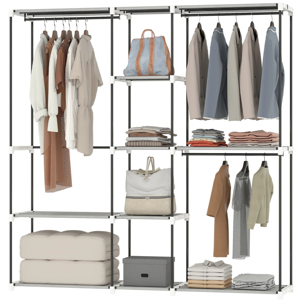 Armadio Guardaroba con Ripiani e Appendiabiti ¨C Zephmum ¨C Grigio 182x43x185 cm