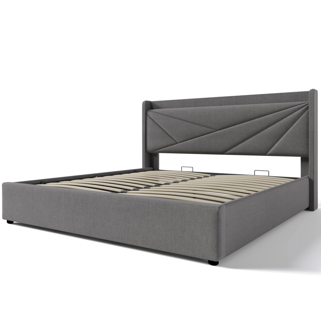 letto matrimoniale cotone lino grigio 180x200 cm