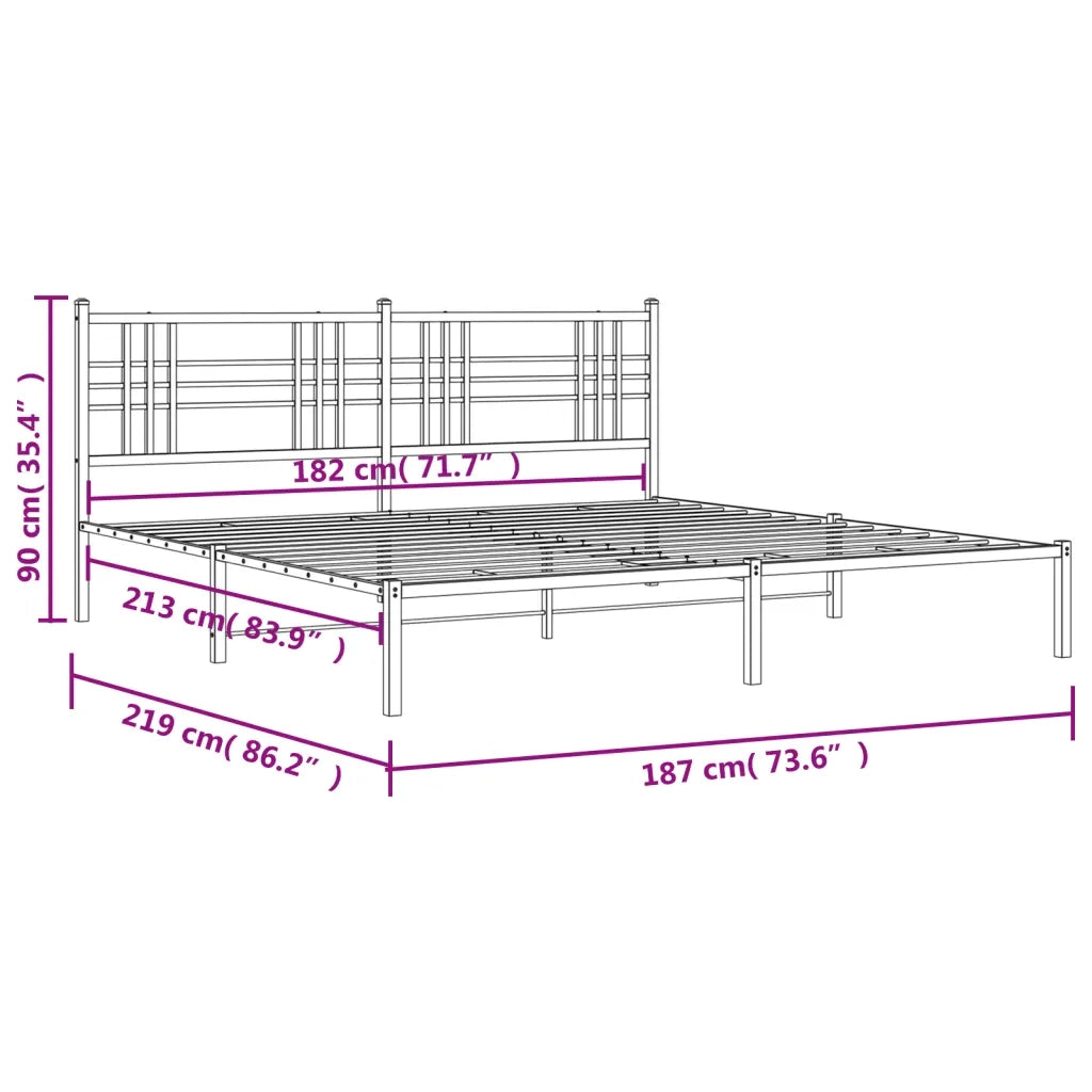 Letto matrimoniale | Letto per adulti | Giroletto con Testiera Metallo Bianco 183x213 cm