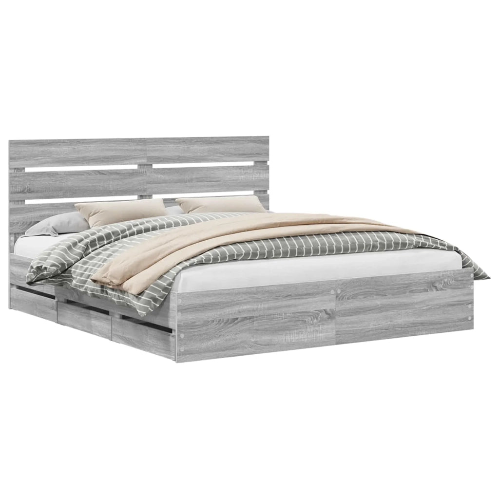 Struttura del letto con cassetto Grigio Sonoma 200 x 200 cm 3411812