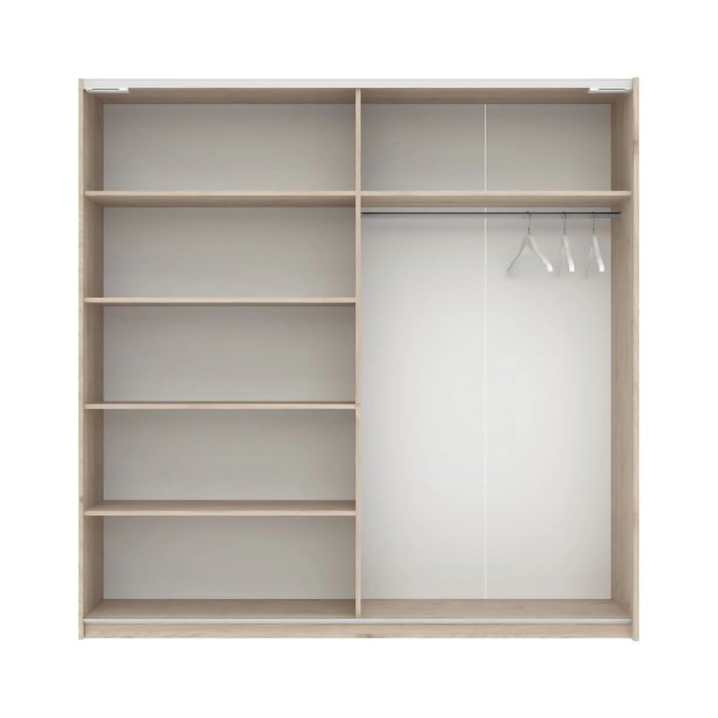 Armadio Camera da Letto Nalika, Guardaroba 2 Ante 2 Ripiani, 200x204h cm Marrone Rovere