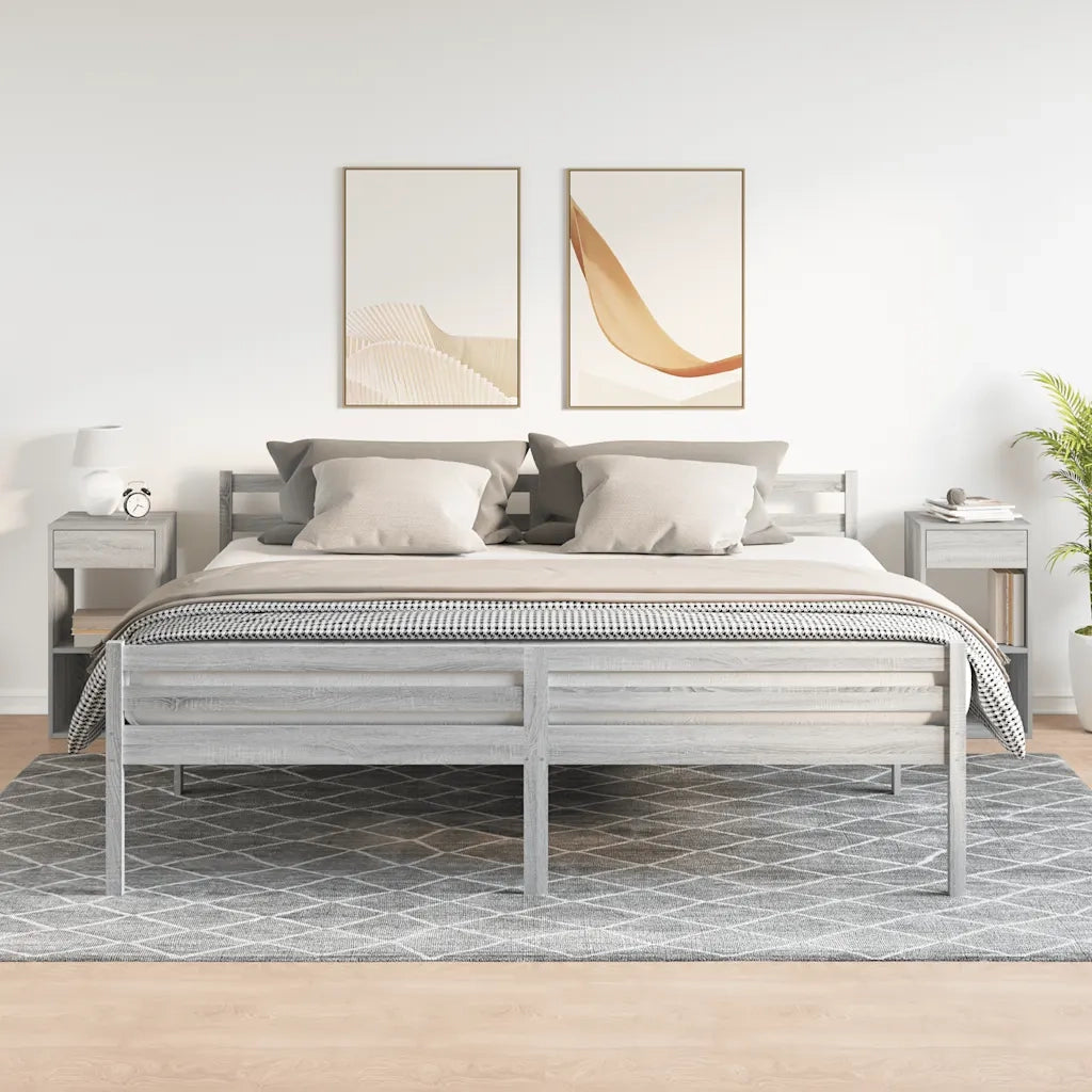 Comodini con Cassetto 2 pz-Set di 2 Tavolino da notte Grigio Sonoma 35x34x66,5 cm