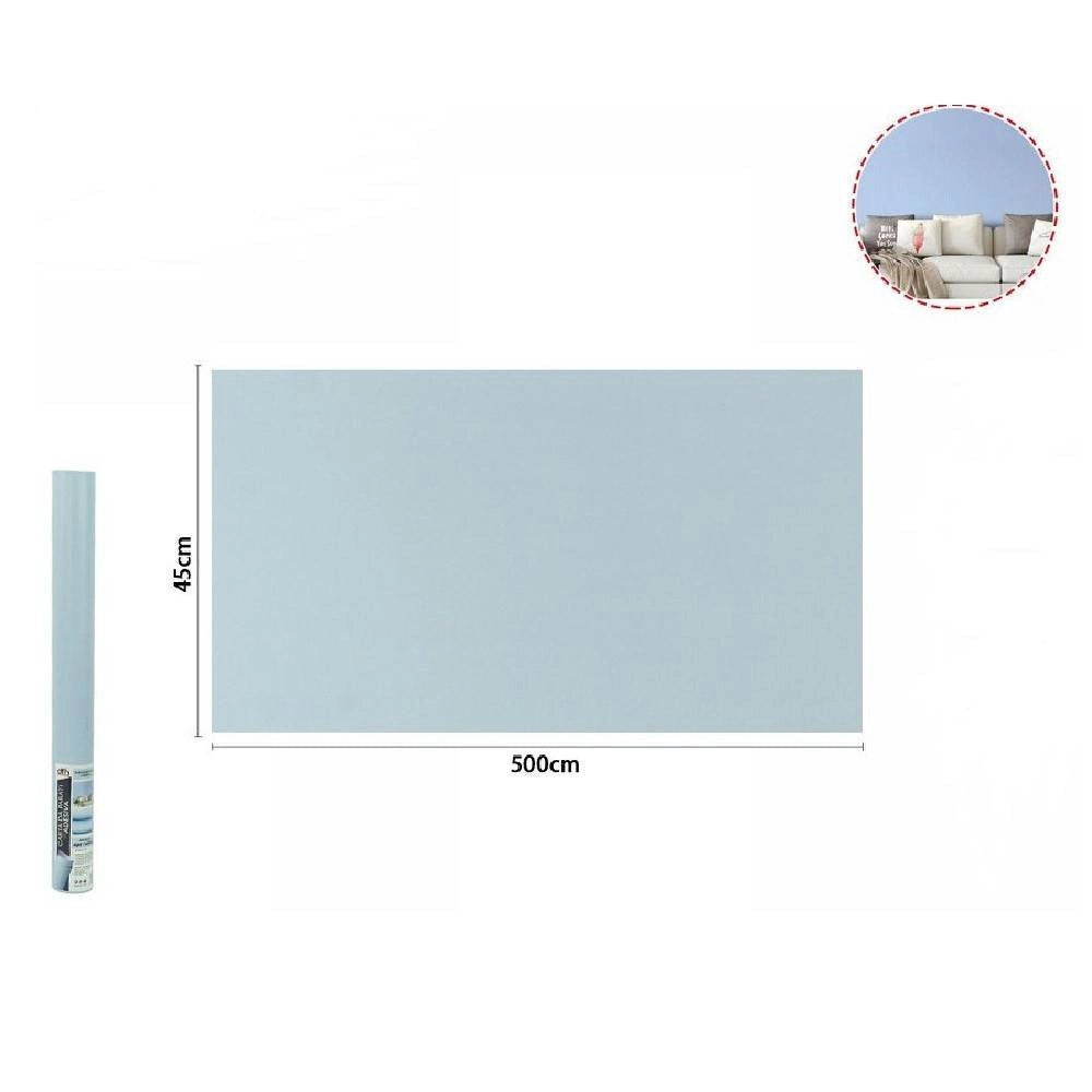 Trade Shop - Rotolo Pellicola Adesiva Azzurro Polvere 45cm X 5mt Mobili Carta Da Parati 71122 -