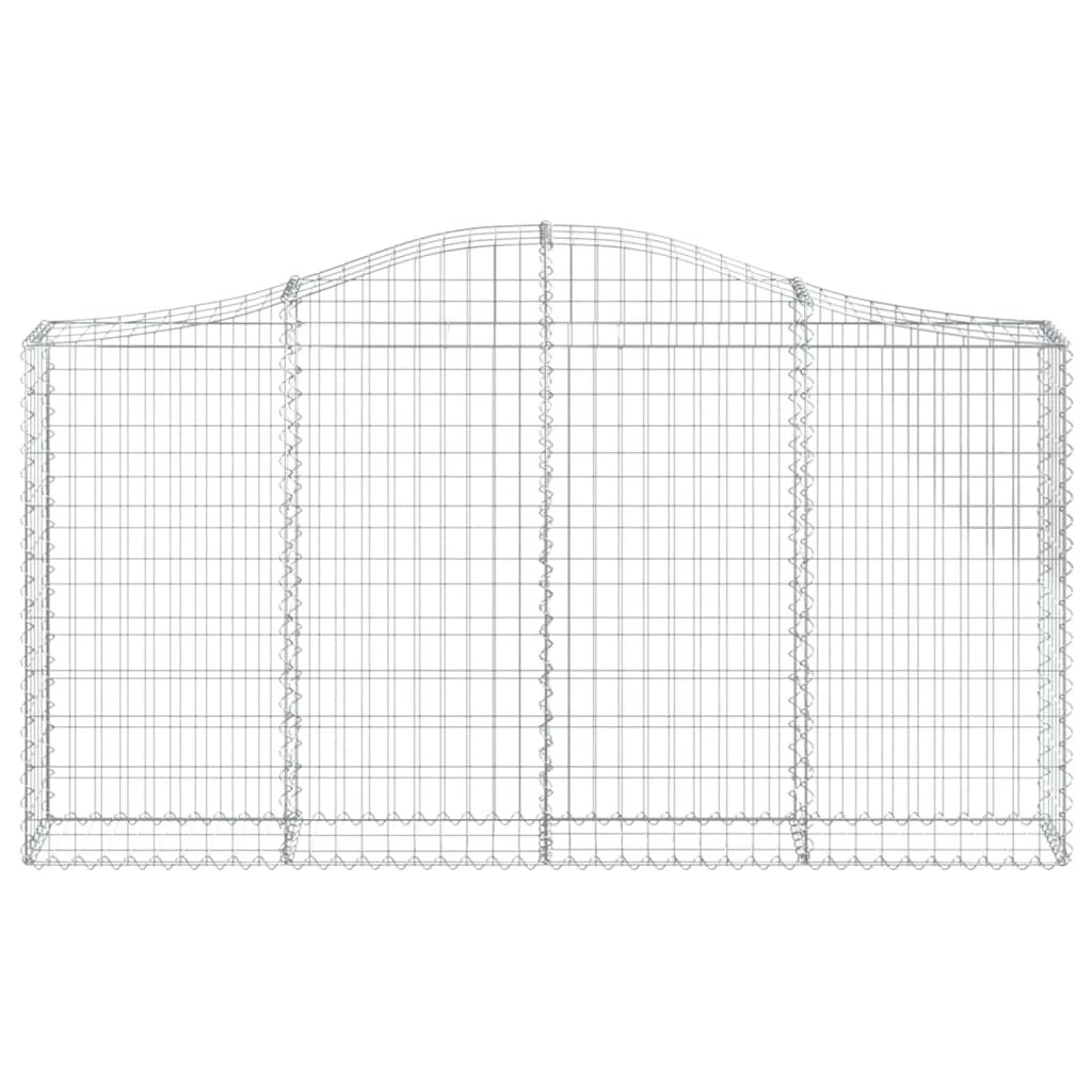 Cestini gabbioni recinzione a gabbia muro di contenimento ad arco 3 pezzi 200 x 30 x 100/120 cm ferro zincato argento 02_0040727