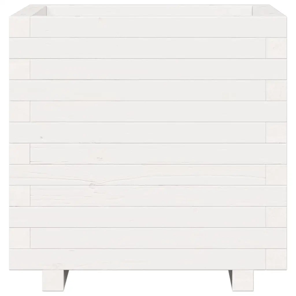 Fioriera | Cassetta per fiori | Vaso da Giardino Bianca 50x50x49,5cm Legno Massello di Pino