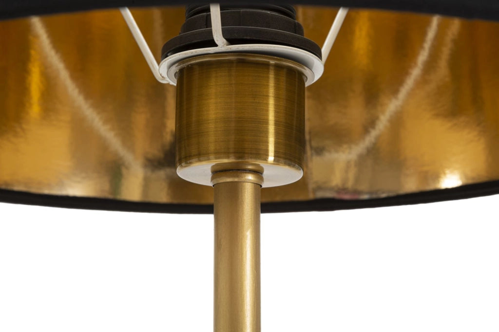 Lampada da tavolo con pappagalli dorati, paralume nero diam 30x62.5cm