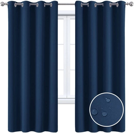 Gordini oscuranti, tende termoisolanti brevi con anelli per camera da letto, tende morbide per finestre soggiorno piccole, 334 x 466 cm, blu marino, 1 pannello
