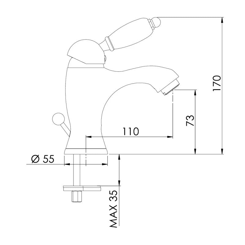 Miscelatore monocomando per lavabo con scarico serie Liberty