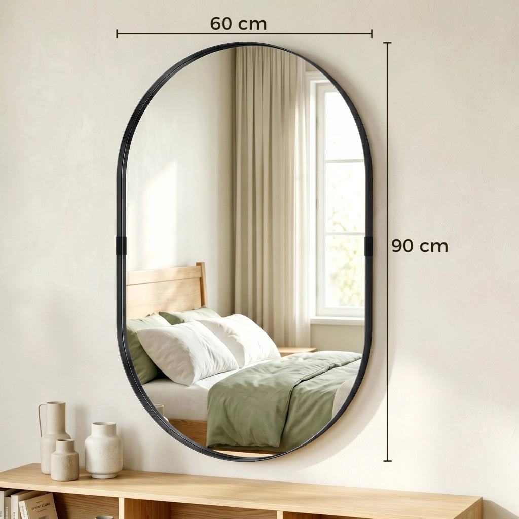 Specchio da parete ¨C zephmum ¨C nero, cornice alluminio, 60x90 cm