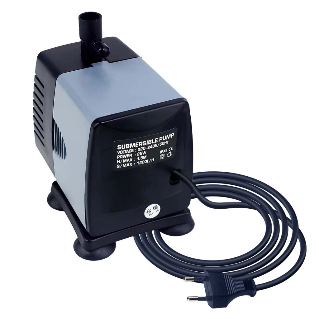 Pompa sommergibile per acquari 25 W compatta Portata 1200 l/h Nero Avizar