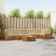 Set di divani da esterno con cuscino 7 pcs Naturale e Beige 3373563
