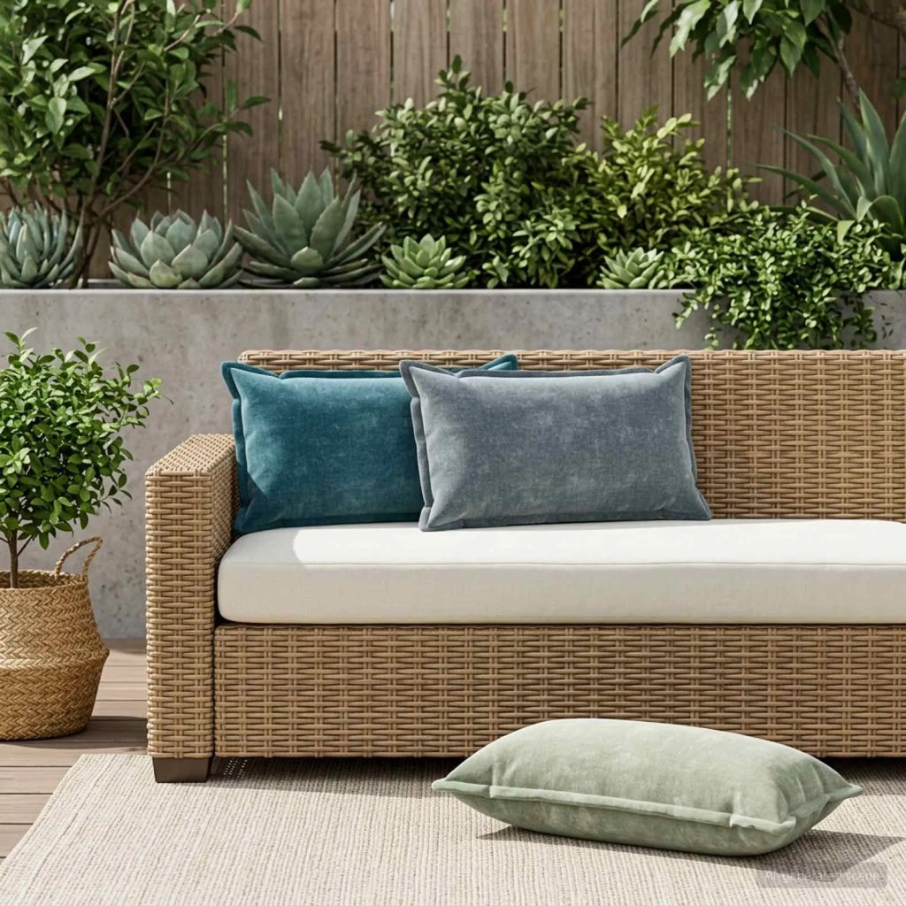 Federa 12 pz HOUTEN Azzurro 40 x 80 cm Tessuto Chenille 918231