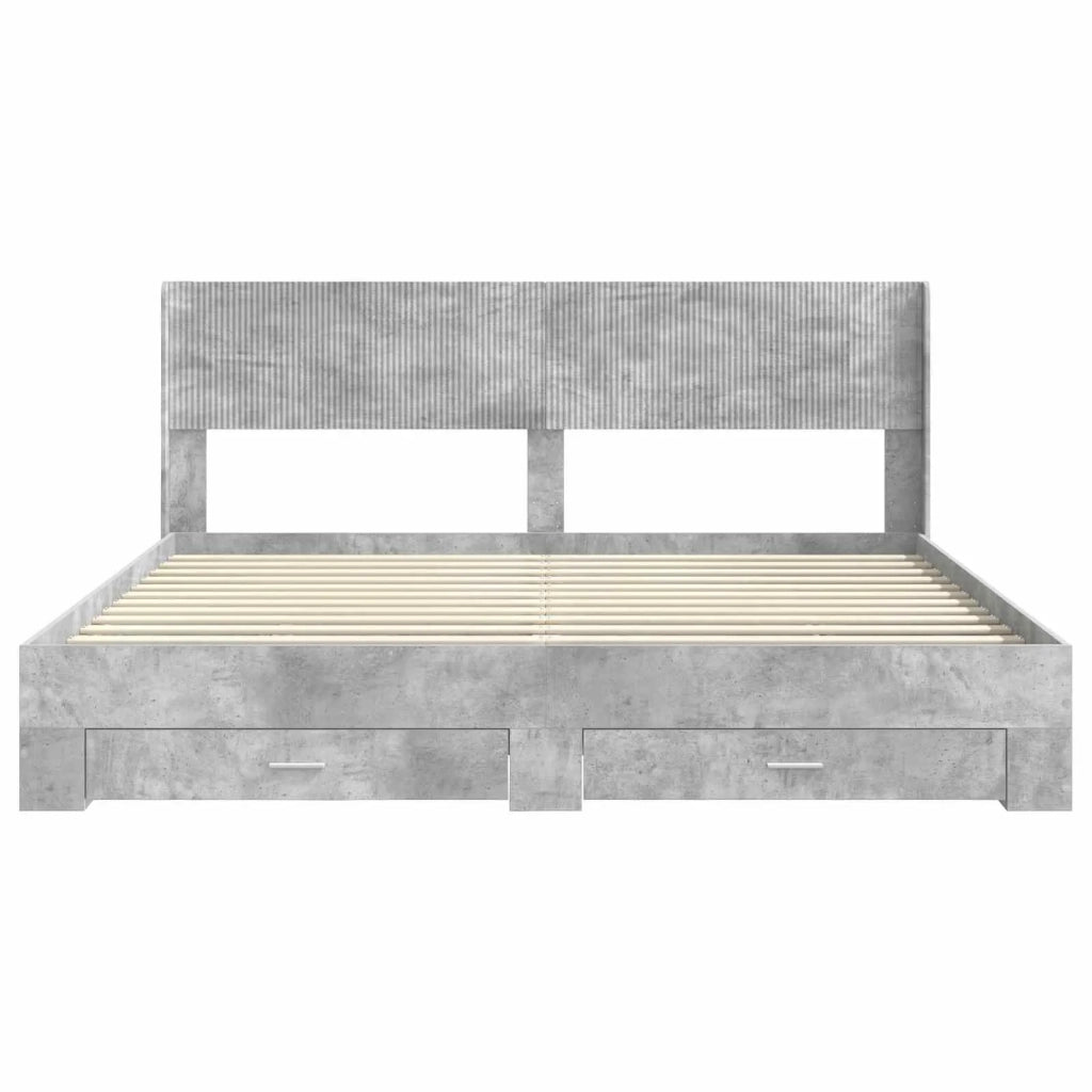 Struttura del letto con stoccaggio e testata Grigio Cemento 3414440
