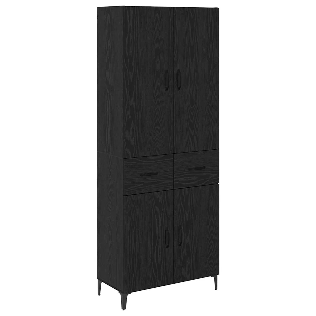 Credenza-Buffet-Armadio da cucina Rovere Nero 69,5 x 34 x 180 cm Legno multistrato 614695