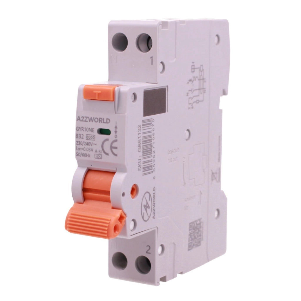 RCBO Interruttore Magnetotermico Differenziale Tipo A-SI Super Immunizzato, Curva B 1P+N 1M 6000A 30mA AC 230V IP20, GYR10N, Disponibili 6A 10A 16A 20A 25A 32A 40A (B32A)