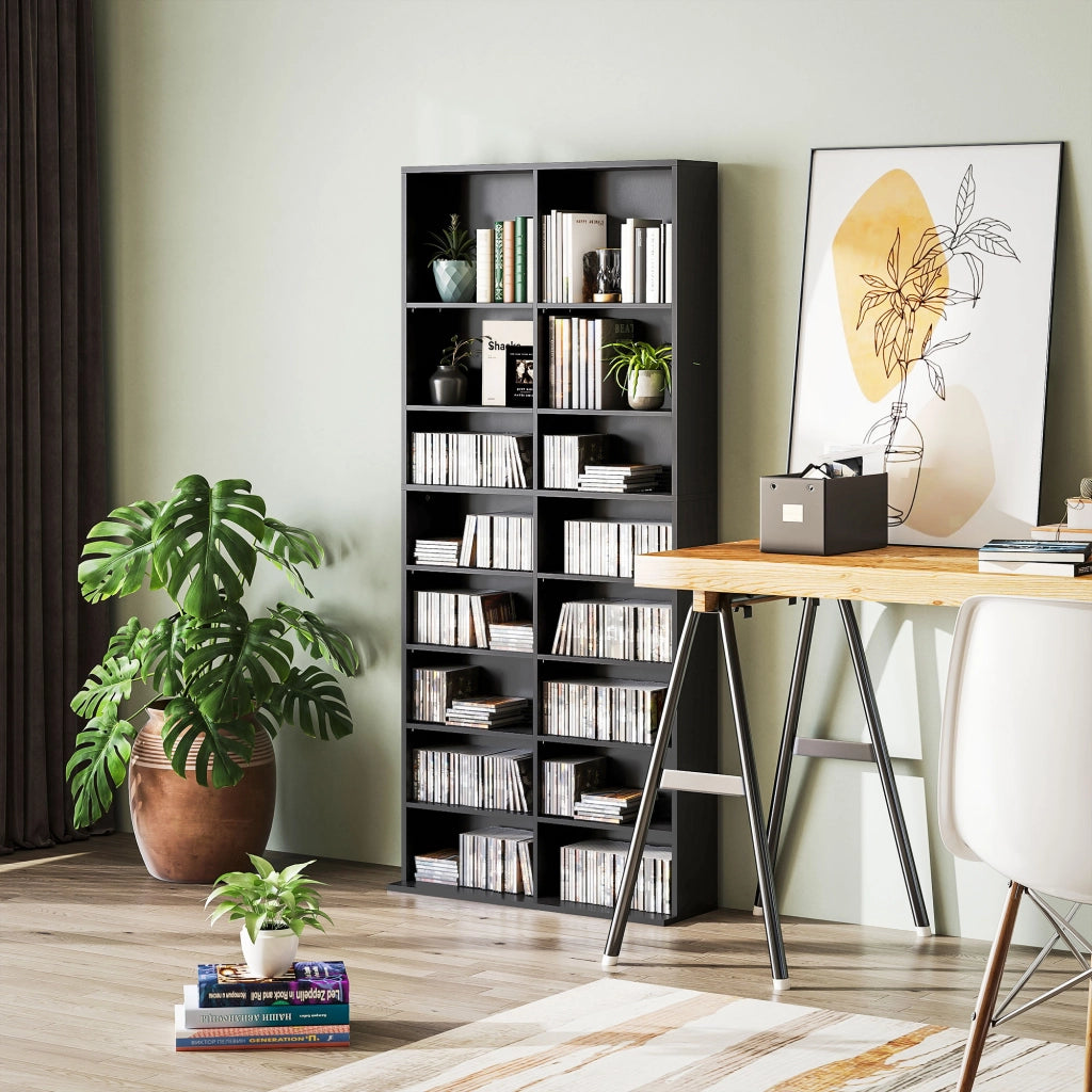 Mobile per CD e DVD 18 compartimenti ¨C Zephmum ¨C Nero 78.5x24x175 cm