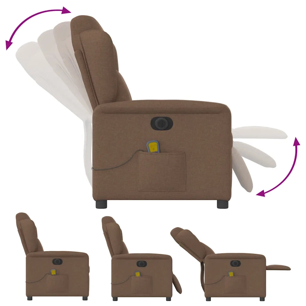 Poltrona Massaggiante | Sedia Relax Reclinabile Elettrica Marrone in Tessuto