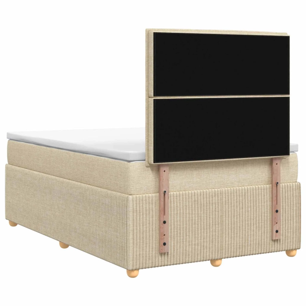 Letto Box Spring LED con Materasso Crema 120 x 200 cm Tessuto 3455844