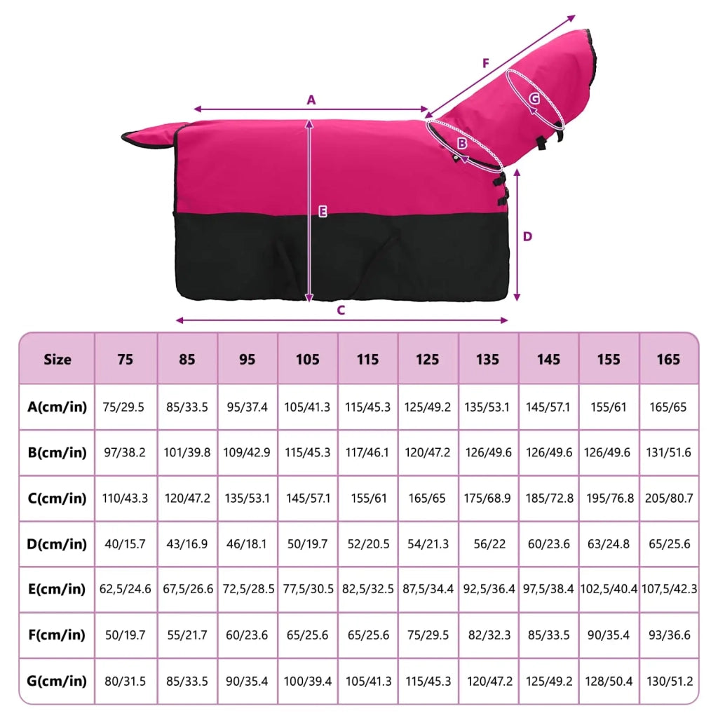 Coperta per Cavalli Rosa e Nero 155 cm Poliestere CFW1051465