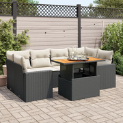 Set Divani da Giardino con Cuscini 7pz Nero Polyrattan 3327003