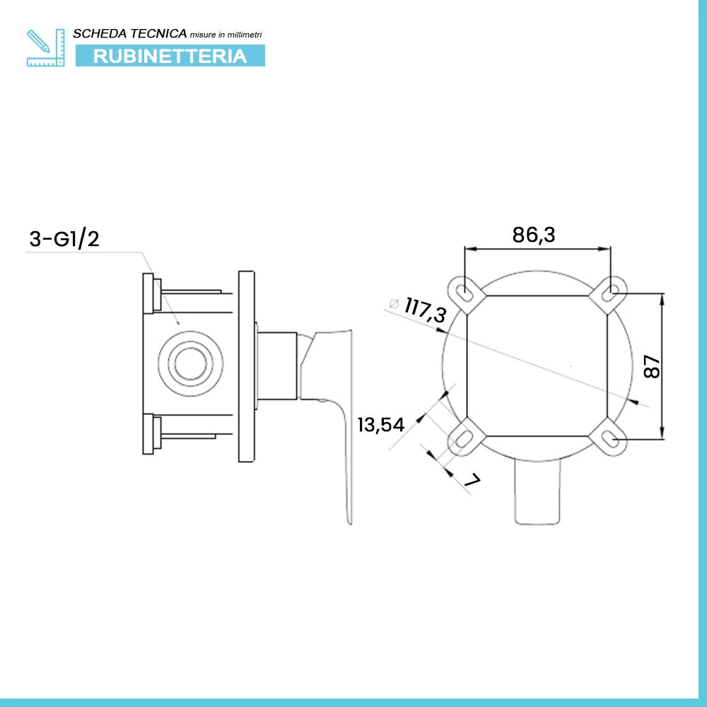 Set doccia nero opaco con braccio 35cm, soffione 30cm e miscelatore linea Flat