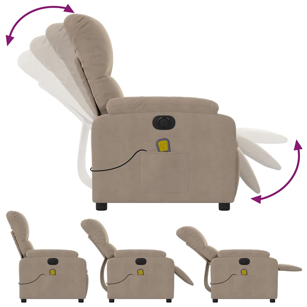 Poltrona Reclinabile Massaggiante | Sedia Relax Elettrica Tortora Microfibra