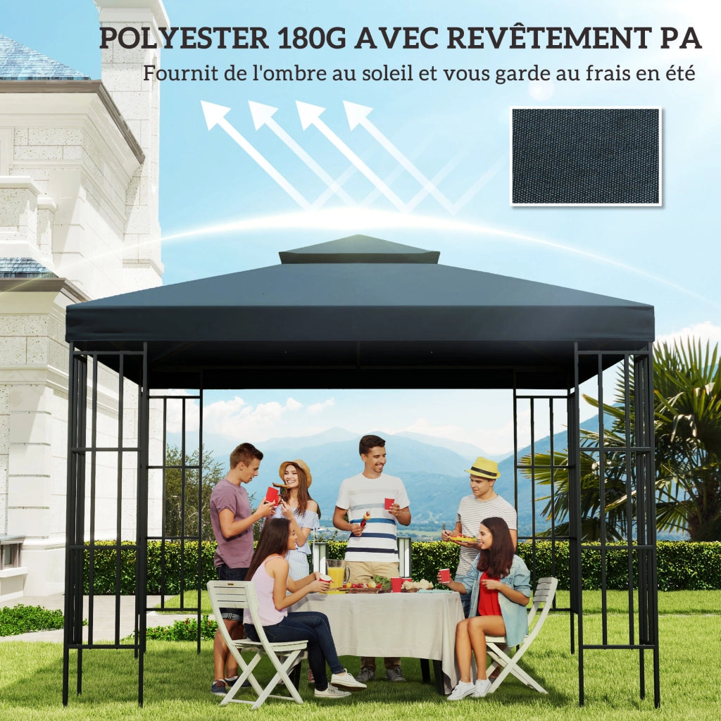 Tenda da giardino 3x3 m ¨C zephmum ¨C grigio scuro 180 g/m2