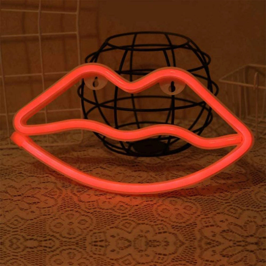 Lampada al neon per bocca con gancio a parete e porta USB-A Rosso Avizar