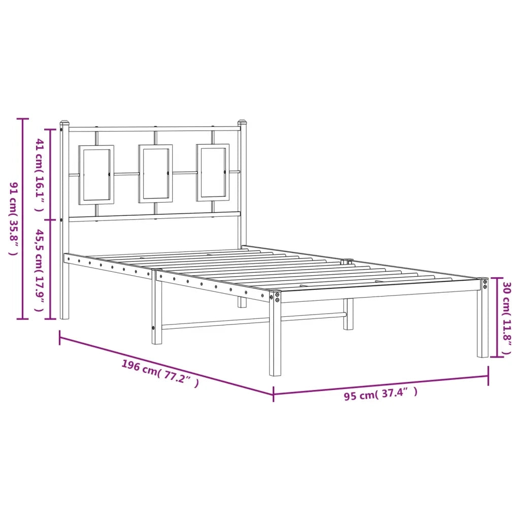 Giroletto con Testiera in Metallo Nero 90x190 cm 374233