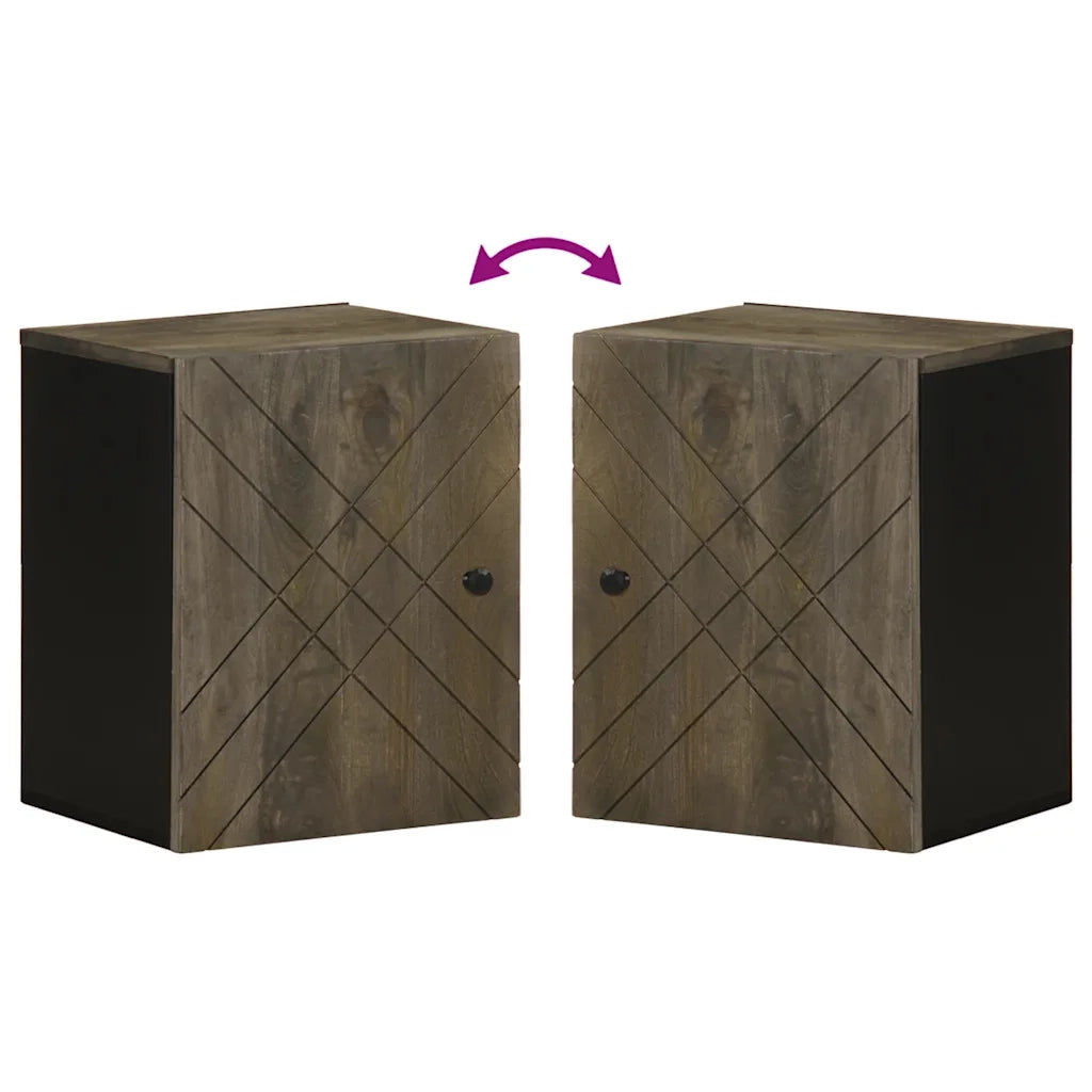 Mobile da Bagno a Parete Nero 38x33x48 cm Legno Massello Mango 4017704
