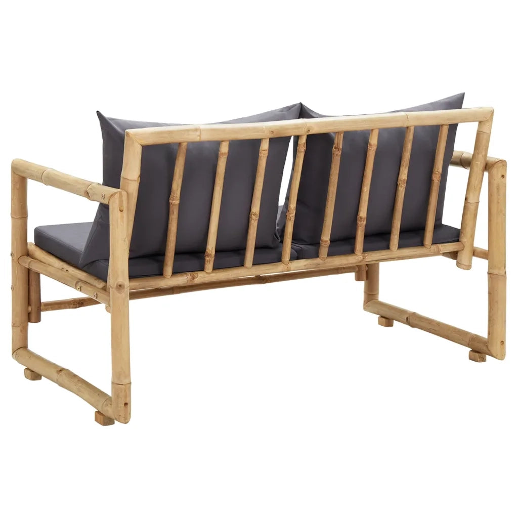 Panca da Giardino con Cuscini 115 cm in Bambù 315597