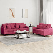 Set di Divani 2 pz con Cuscini Rosso Vino in Velluto 3201724