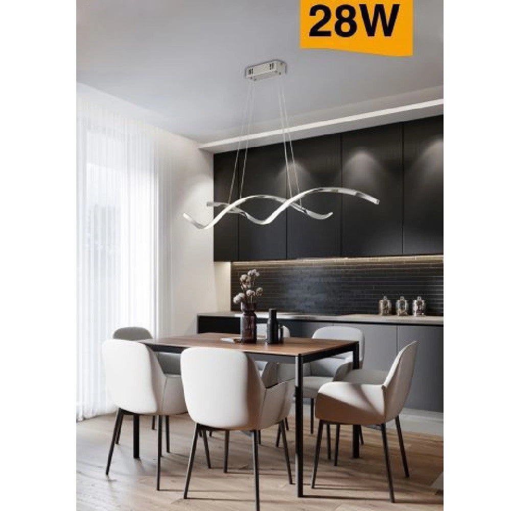 Trade Shop - Lampadario Soffitto Led Moderno Onde Intrecciate 28w Luce 6500k 4000k 3000k B56a - -bianco Caldo      -