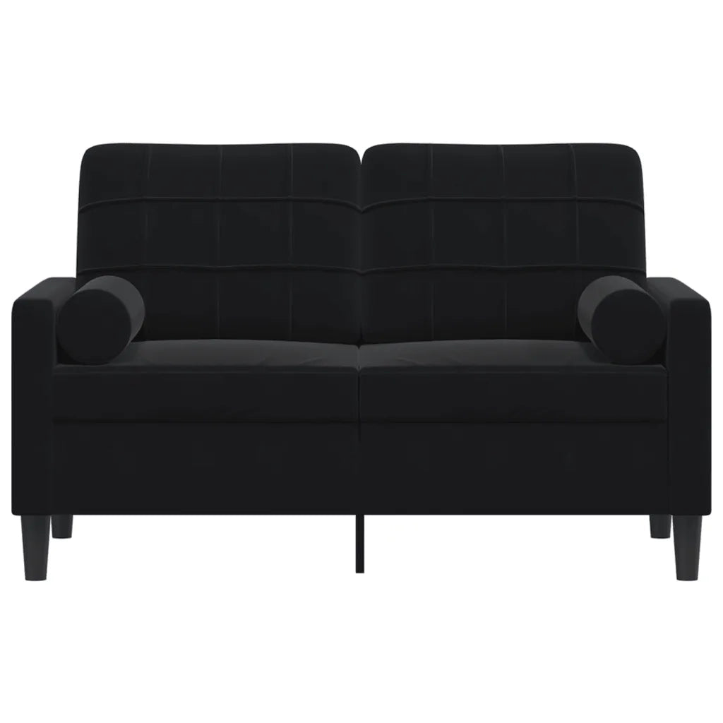 Divano a 2 Posti con Cuscini-Sofa 2 Posti con Cuscini Nero 120 cm in Velluto 190220