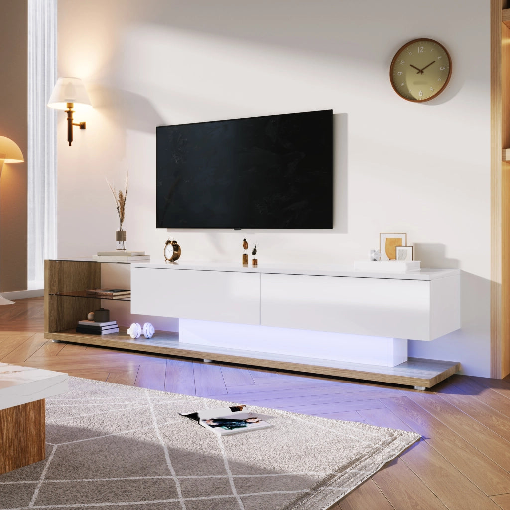 Cassettiera per TV bianca lucida in truciolare 170 cm