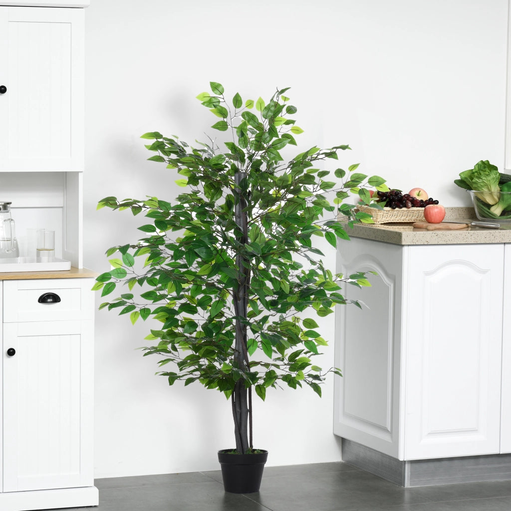 Ficus Artificiale Grande 145 cm ¨C zephmum ¨C Verde in Vaso Plastica