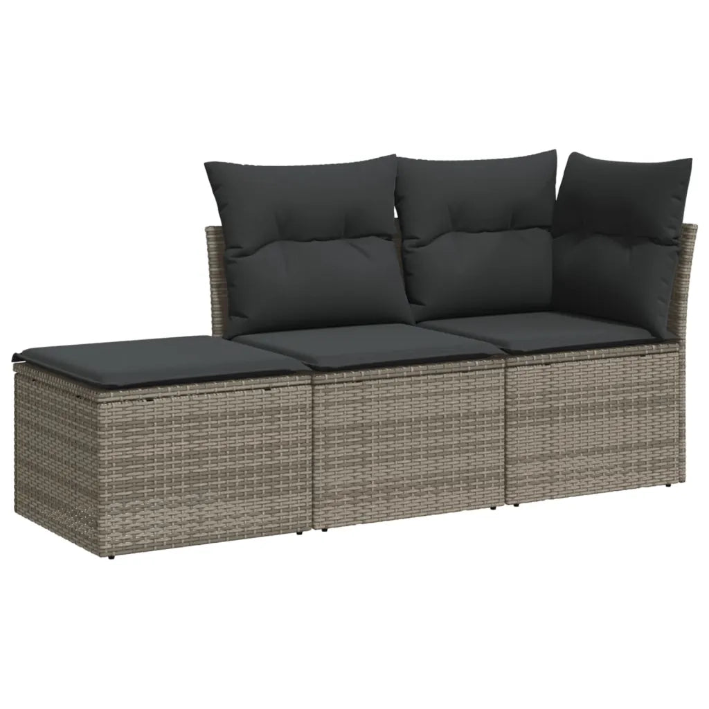 Set Divani da Giardino 3 pz con Cuscini Grigio in Polyrattan 3249309