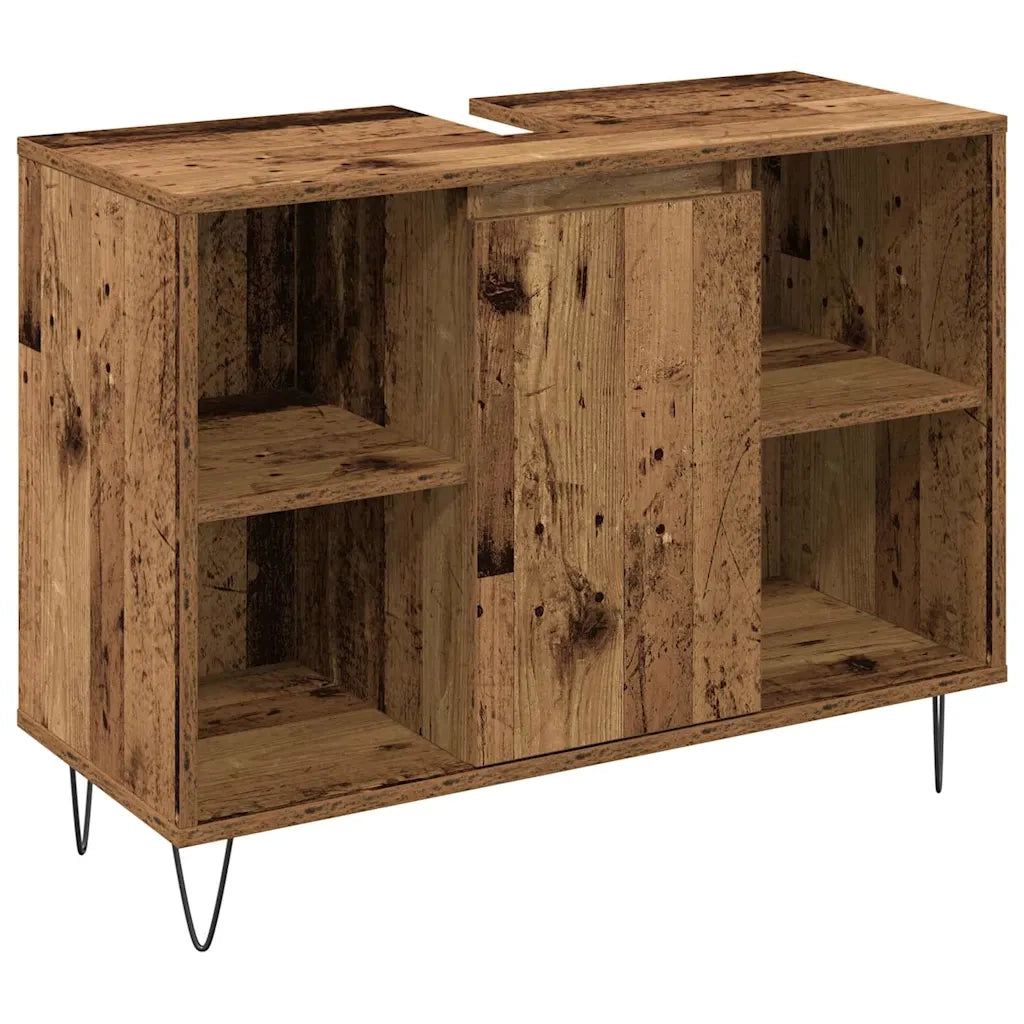 Set di mobili per il bagno con lo scaffale 3 pcs Legno vecchio