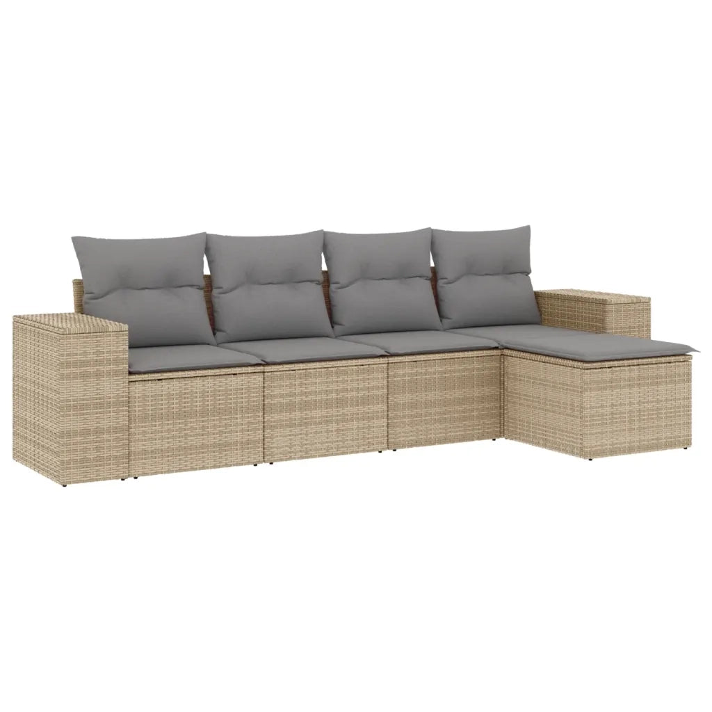 Set Divano da Giardino 5 pz con Cuscini Beige in Polyrattan 3254826