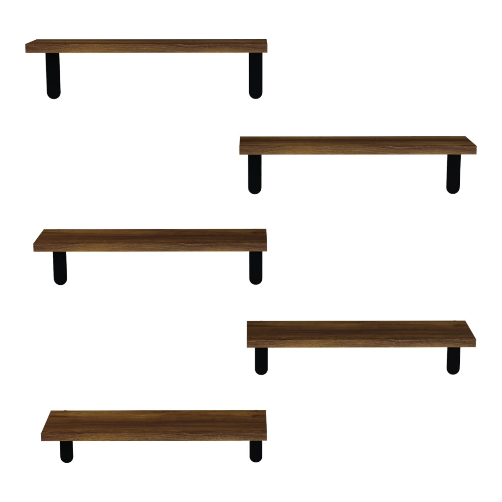 Set Frogn di 5 Mensole da Parete con Piani in Effetto Legno 50 x 15 cm [en.casa]