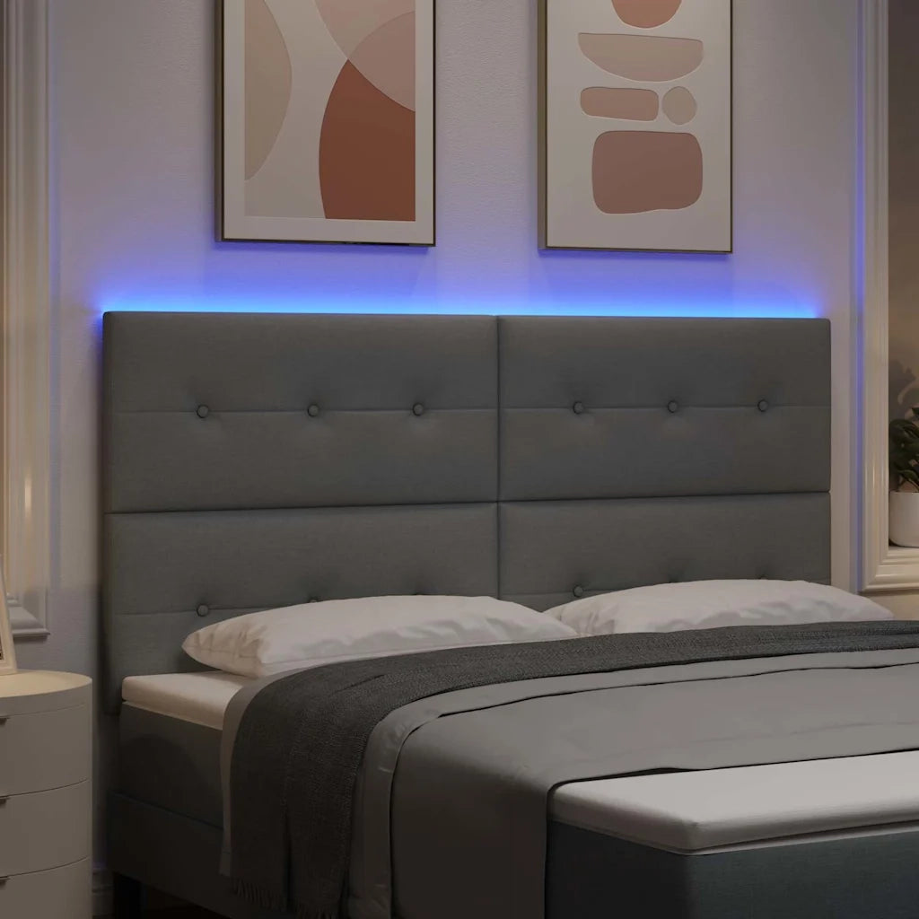 Testiera | Testata LED con strisce LED Grigio chiaro 180 cm Tessuto