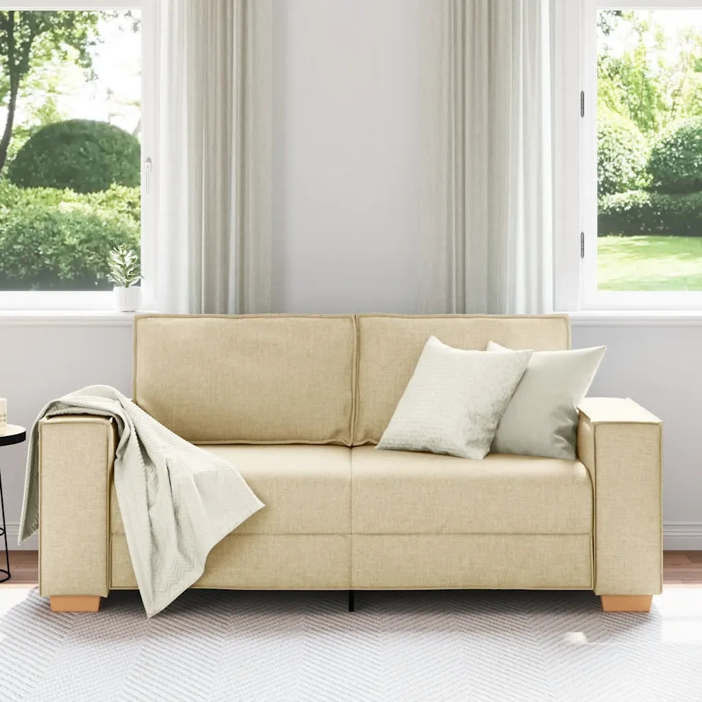 Divano a 2 posti Crema 180x78x84 cm Tessuto 4104987